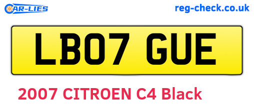 LB07GUE are the vehicle registration plates.