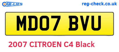 MD07BVU are the vehicle registration plates.