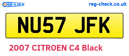 NU57JFK are the vehicle registration plates.