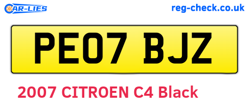 PE07BJZ are the vehicle registration plates.