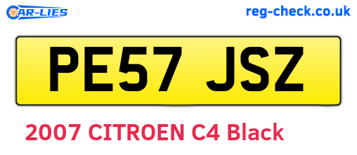 PE57JSZ are the vehicle registration plates.