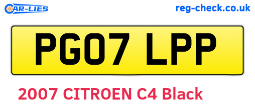PG07LPP are the vehicle registration plates.