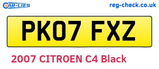 PK07FXZ are the vehicle registration plates.