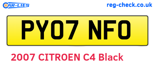PY07NFO are the vehicle registration plates.