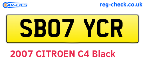 SB07YCR are the vehicle registration plates.