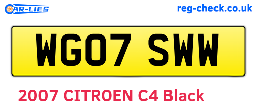 WG07SWW are the vehicle registration plates.
