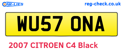 WU57ONA are the vehicle registration plates.