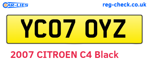 YC07OYZ are the vehicle registration plates.