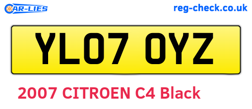 YL07OYZ are the vehicle registration plates.