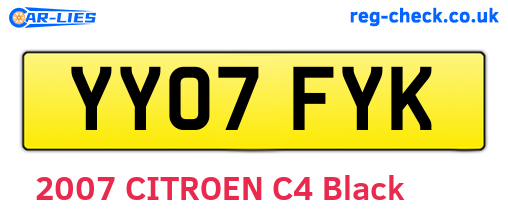 YY07FYK are the vehicle registration plates.