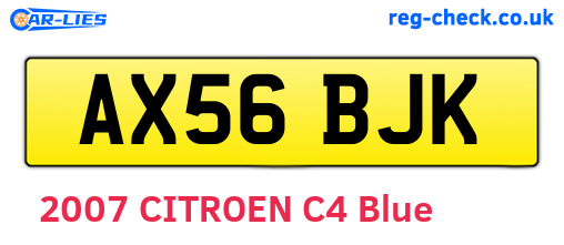 AX56BJK are the vehicle registration plates.