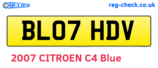 BL07HDV are the vehicle registration plates.