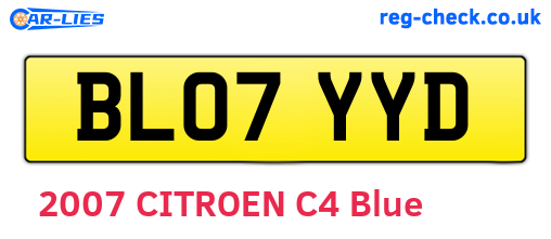 BL07YYD are the vehicle registration plates.