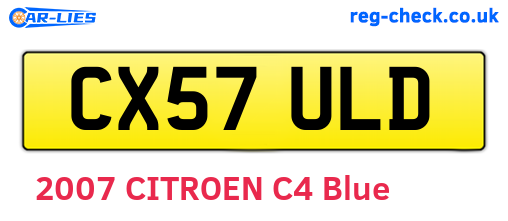 CX57ULD are the vehicle registration plates.