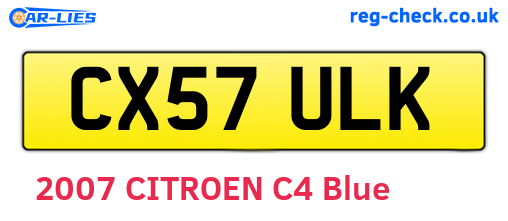 CX57ULK are the vehicle registration plates.