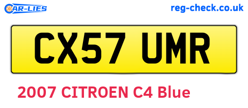 CX57UMR are the vehicle registration plates.