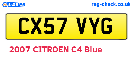 CX57VYG are the vehicle registration plates.