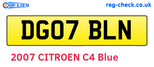 DG07BLN are the vehicle registration plates.