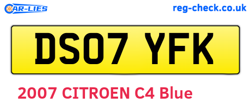 DS07YFK are the vehicle registration plates.