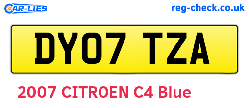DY07TZA are the vehicle registration plates.