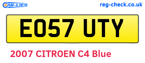 EO57UTY are the vehicle registration plates.