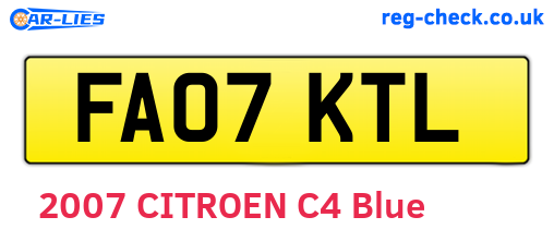 FA07KTL are the vehicle registration plates.