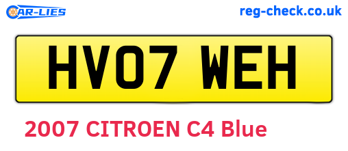 HV07WEH are the vehicle registration plates.
