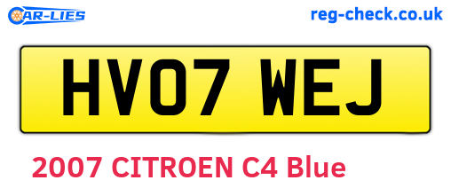 HV07WEJ are the vehicle registration plates.