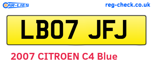LB07JFJ are the vehicle registration plates.