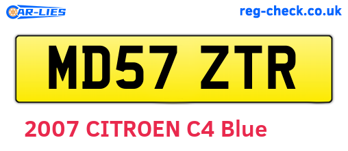MD57ZTR are the vehicle registration plates.