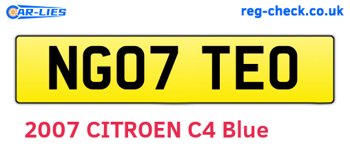 NG07TEO are the vehicle registration plates.