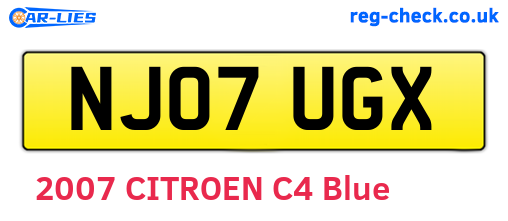 NJ07UGX are the vehicle registration plates.