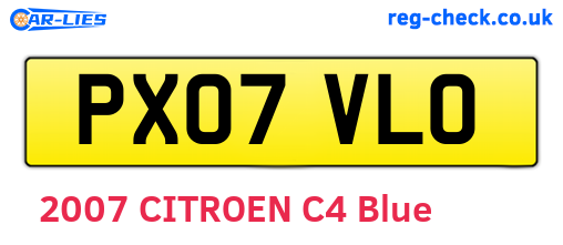PX07VLO are the vehicle registration plates.
