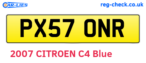 PX57ONR are the vehicle registration plates.