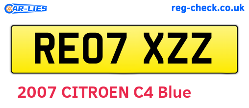 RE07XZZ are the vehicle registration plates.