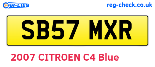 SB57MXR are the vehicle registration plates.