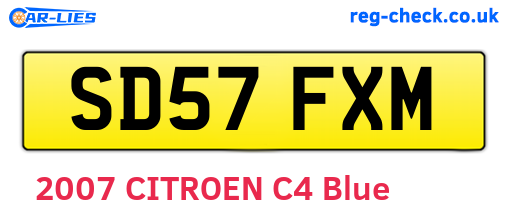 SD57FXM are the vehicle registration plates.