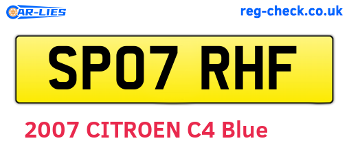SP07RHF are the vehicle registration plates.