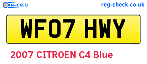 WF07HWY are the vehicle registration plates.