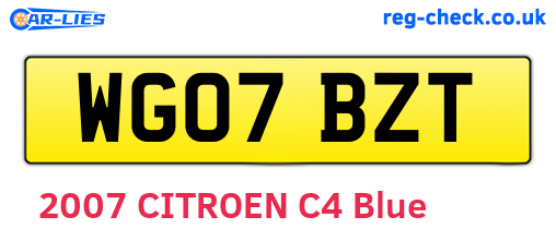 WG07BZT are the vehicle registration plates.