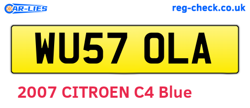 WU57OLA are the vehicle registration plates.