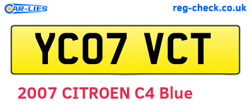 YC07VCT are the vehicle registration plates.
