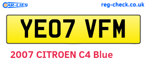 YE07VFM are the vehicle registration plates.