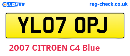 YL07OPJ are the vehicle registration plates.