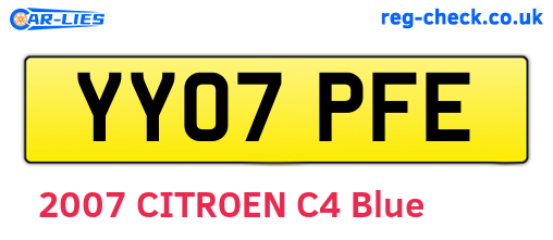 YY07PFE are the vehicle registration plates.