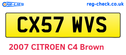 CX57WVS are the vehicle registration plates.