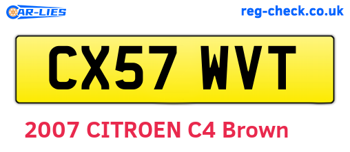 CX57WVT are the vehicle registration plates.