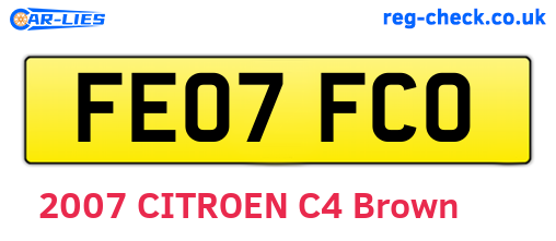 FE07FCO are the vehicle registration plates.
