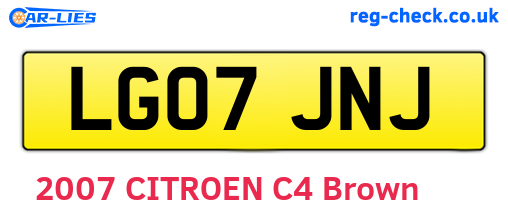 LG07JNJ are the vehicle registration plates.