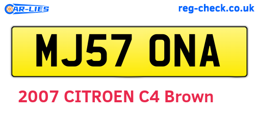 MJ57ONA are the vehicle registration plates.